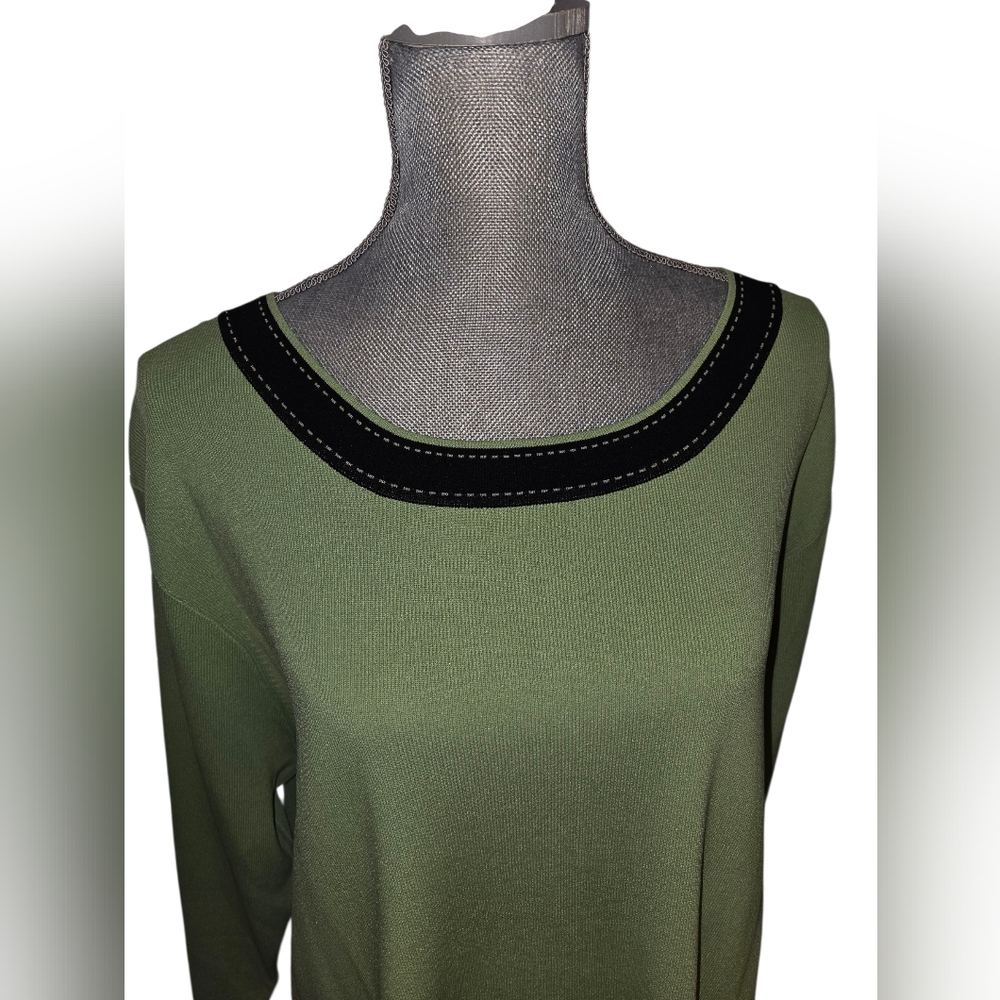 NWT Finity US Women's Plus Size  3X Round Neck Tunic Top Shirt Green/Black Soft